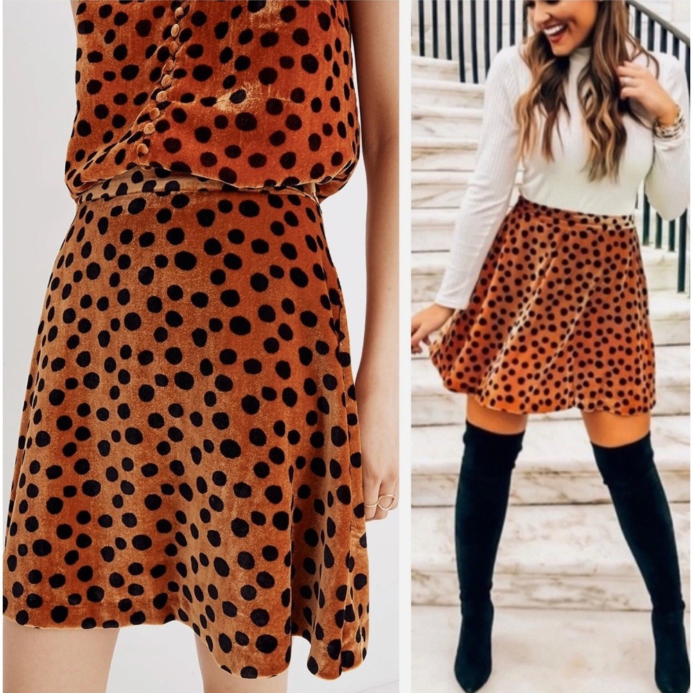 2/$30 Madewell Women's Velvet Circle Mini SKIRT in Leopard Dot 2